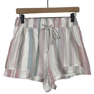 American Eagle Shorts Linen Blend High Rise Striped Size Medium